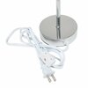 Creekwood Home Traditional Petite Metal Stick Bedside Table Desk Lamp in Chrome with Fabric Drum Shade, Gray CWT-2003-GY
